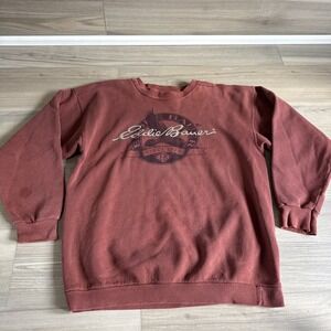 Vintage Eddie Bauer Sweatshirt‎ Mens Med Crewneck Pullover Duck Outdoor Maroon